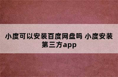 小度可以安装百度网盘吗 小度安装第三方app